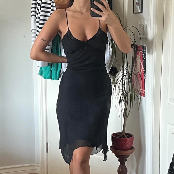 vintage 90s sequinned bust asymmetric hemline midi dress 🧚🏼♀️ - Picture 2 of 6